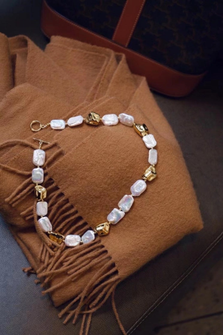 Baroque Pearl Gold Plated Necklace and Bracelet