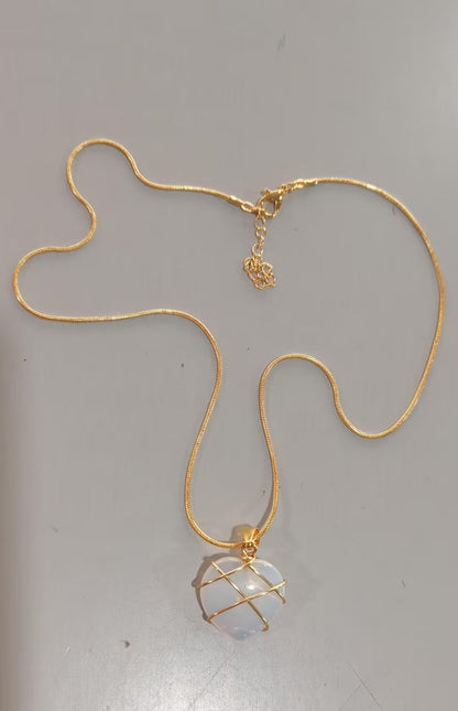 Moonstone Heart Pendant Necklace