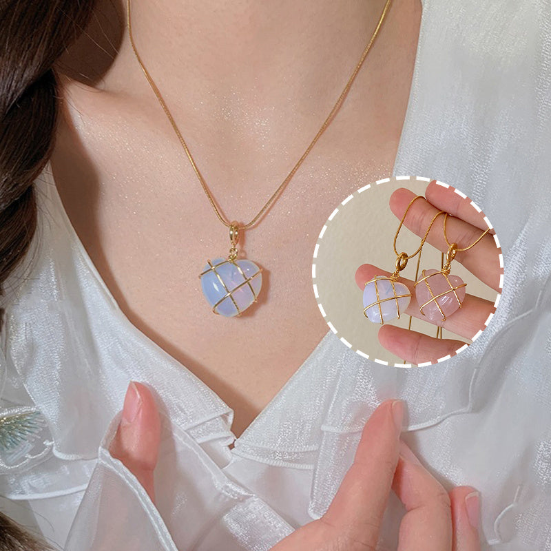 Moonstone Heart Pendant Necklace